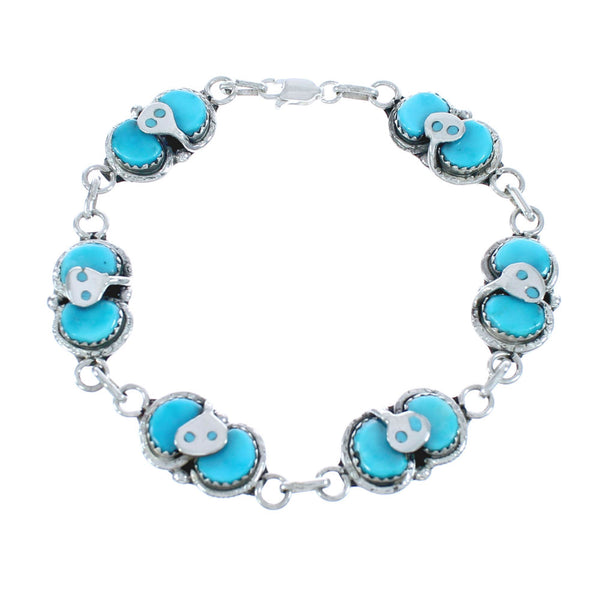 Native American Zuni Sterling Silver Turquoise Snake Bracelet JX122240